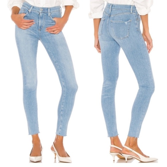 Agolde Size 24 Sophie Ankle Skinny in Facet Jeans Light Wash Raw Hem - Picture 1 of 6